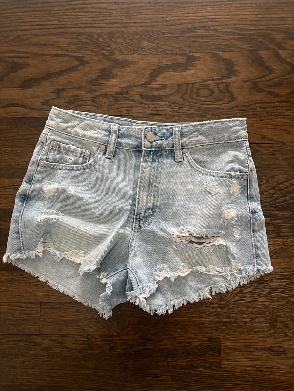 Light Wash Distressed Women's Denim Shorts